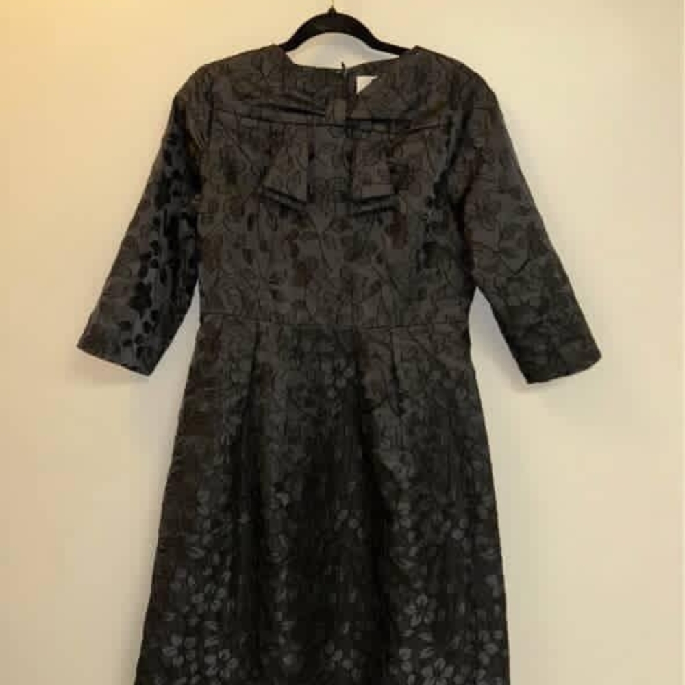 Black A-Line Cocktail Dress with 3/4 Sleeves